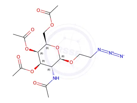 Chemical structure of 2-Azidoethyl 2-acetamido-3,4,6-tri-O-acetyl-2-deoxy-beta-D-galactopyranoside, Min. 98%