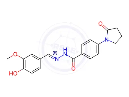 Chemical structure of N'-[(1E)-(4-Hydroxy-3-methoxyphenyl)methylidene]-4-(2-oxopyrrolidin-1-yl)benzohydrazide