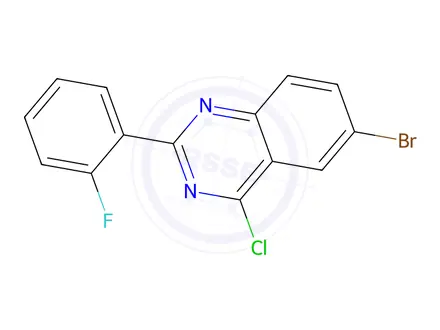 Chemical structure of 6-Bromo-4-chloro-2-(2-fluoro-phenyl)-quinazoline