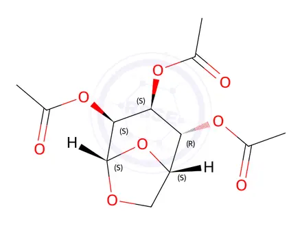 Chemical structure of 2,3,4-tri-O-acetyl-1,6-anhydromannopyranose