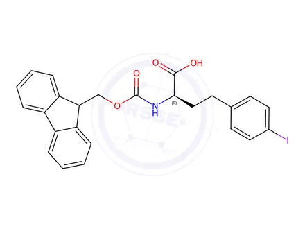 Chemical structure of (R)-2-((((9H-Fluoren-9-yl)methoxy)carbonyl)amino)-4-(4-iodophenyl)butanoic acid