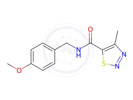 Chemical structure of N-[(4-Methoxyphenyl)methyl]-4-methyl-1,2,3-thiadiazole-5-carboxamide