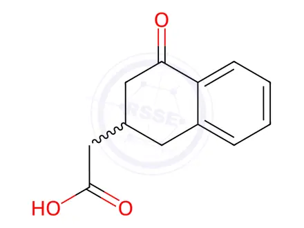 Chemical structure of 2-(4-oxo-1,2,3,4-tetrahydronaphthalen-2-yl)acetic acid