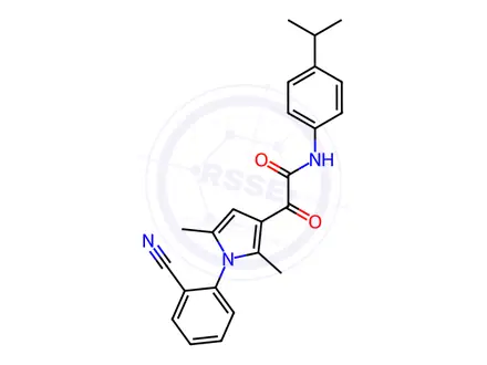 Chemical structure of 2-(1-(2-Cyanophenyl)-2,5-dimethyl-1H-pyrrol-3-yl)-N-(4-isopropylphenyl)-2-oxoacetamide