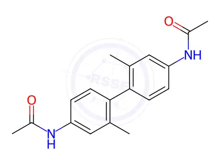 Chemical structure of 3,3'-dimethyl-N,N'-diacetylbenzidine