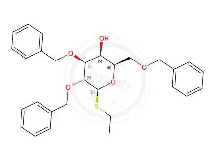 Chemical structure of Ethyl 2,3,6-tri-O-benzyl-1-thio-β-D-galactopyranoside