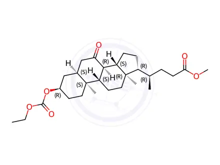 Chemical structure of (3α,5β)-3-[(Ethoxycarbonyl)oxy]-7-oxo-cholan-24-oic Acid Methyl Ester