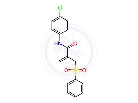Chemical structure of N-(4-chlorophenyl)-2-((phenylsulfonyl)methyl)acrylamide