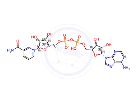Chemical structure of NICOTINAMIDE ADENINE DINUCLEOTIDE (NAD+), NH4 SALT (RIBOSE