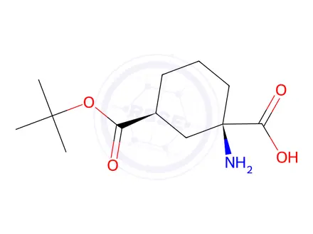 Chemical structure of (1R,3S)-3-((tert-Butoxycarbonyl)amino)cyclohexanecarboxylic acid