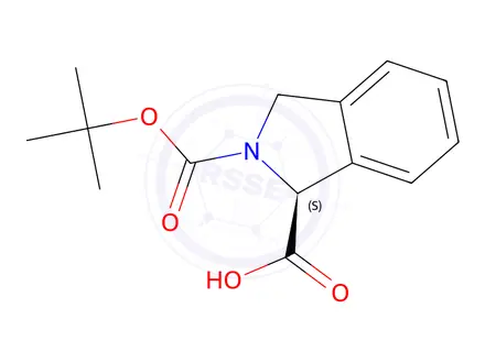 Chemical structure of (S)-2-(tert-Butoxycarbonyl)isoindoline-1-carboxylic acid