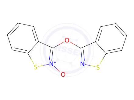 Chemical structure of 3-(benzo[d]isothiazol-3-yloxy)benzo[d]isothiazole 2-oxide