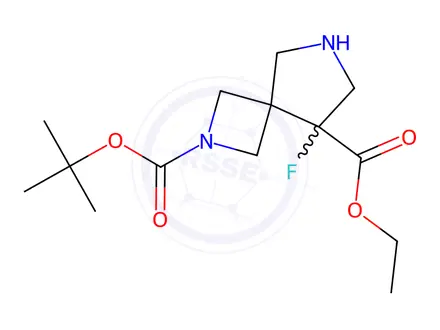 Chemical structure of O2-tert-butyl O5-ethyl 5-fluoro-2,7-diazaspiro[3.4]octane-2,5-dicarboxylate