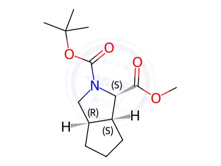Chemical structure of (1S,3aR,6aS)-Hexahydro-cyclopenta[c]pyrrole-1,2(1H)-dicarboxylic Acid 2-(tert-Butyl) Ester 1-methyl ester