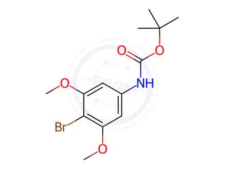 Chemical structure of Carbamic acid, (4-bromo-3,5-dimethoxyphenyl)-, 1,1-dimethylethyl ester (9CI)