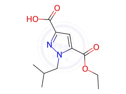 Chemical structure of 5-(ethoxycarbonyl)-1-isobutyl-1H-pyrazole-3-carboxylic acid