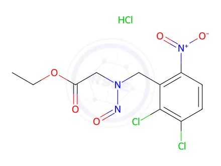 Chemical structure of Ethyl N-(2,3-dichloro-6-nitrobenzyl)-N-nitrosoglycinate hydrochloride