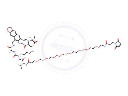 Chemical structure of MP-PEG8-Val-Lys-Ala-7-MAD-MDCPT