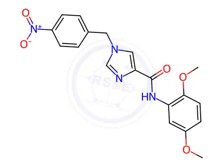 Chemical structure of N-(2,5-dimethoxyphenyl)-1-[(4-nitrophenyl)methyl]imidazole-4-carboxamide