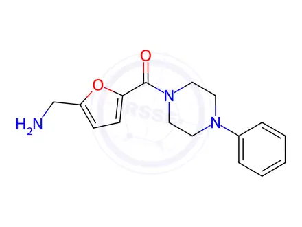 Chemical structure of 1-[5-(4-phenylpiperazine-1-carbonyl)furan-2-yl]me thanamine dihydrochloride