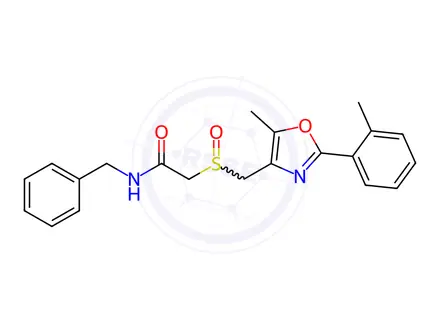 Chemical structure of Acetamide, 2-[[[5-methyl-2-(2-methylphenyl)-4-oxazolyl]methyl]sulfinyl]-N-(phenylmethyl)-
