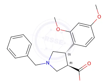 Chemical structure of Ethyl (3R,4S)-1-benzyl-4-(2,4-dimethoxyphenyl)pyrrolidine-3-carboxylate