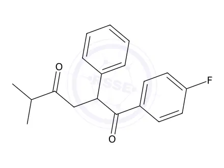 Chemical structure of 1-(4-Fluorophenyl)-5-methyl-2-phenylhexane-1,4-dione