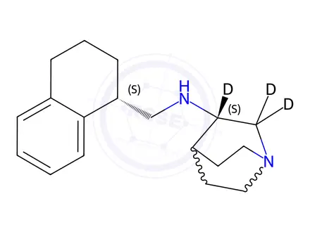 Chemical structure of (3S)-N-[[(1S)-1,2,3,4-Tetrahydro-1-naphthalenyl]methyl]-1-azabicyclo[2.2.2]octan-3-amine-d3
