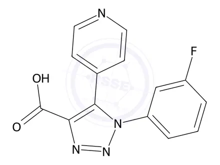 Chemical structure of 1-(3-Fluorophenyl)-5-(pyridin-4-yl)-1H-1,2,3-triazole-4-carboxylic acid