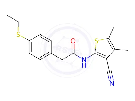 Chemical structure of N-(3-Cyano-4,5-dimethylthiophen-2-yl)-2-(4-(ethylthio)phenyl)acetamide