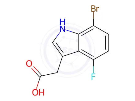 Chemical structure of 2-(7-bromo-4-fluoro-1H-indol-3-yl)acetic acid