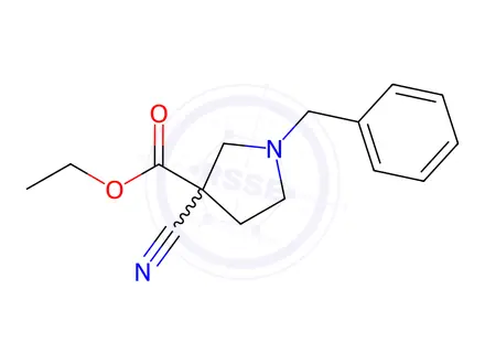 Chemical structure of ethyl 1-benzyl-3-cyanopyrrolidine-3-carboxylate