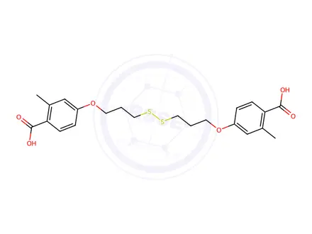 Chemical structure of 4,4`-((disulfanediylbis(propane-3,1-diyl))bis(oxy))bis(2-methylbenzoic acid)