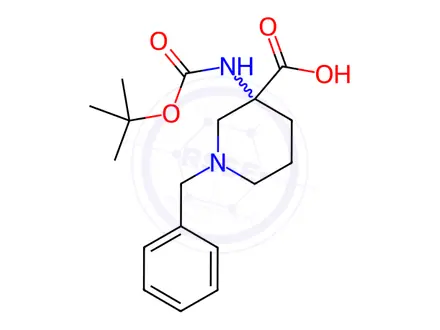 Chemical structure of 1-Benzyl-3-boc-amino-piperidine-3-carboxylic acid