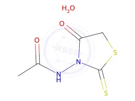 Chemical structure of N-(4-oxo-2-thioxothiazolidin-3-yl)acetamide hydrate