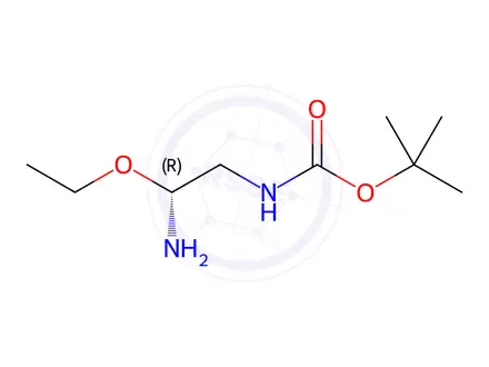 Chemical structure of Carbamic acid, [(2R)-2-amino-2-ethoxyethyl]-, 1,1-dimethylethyl ester (9CI)
