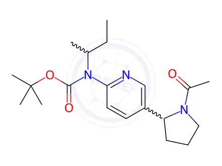 Chemical structure of tert-Butyl (5-(1-acetylpyrrolidin-2-yl)pyridin-2-yl)(sec-butyl)carbamate