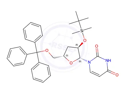 Chemical structure of 2’-O-(tert-Butyldimethylsilyl)-3’-deoxy-5’-O-trityluridine