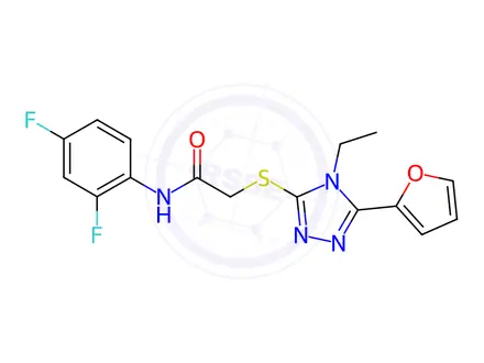 Chemical structure of N-(2,4-Difluorophenyl)-2-((4-ethyl-5-(furan-2-yl)-4H-1,2,4-triazol-3-yl)thio)acetamide