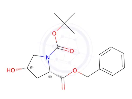 Chemical structure of Benzyl (4S)-1-Boc-4-hydroxy-L-prolinate