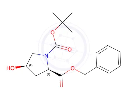 Chemical structure of Benzyl (4R)-1-Boc-4-hydroxy-D-prolinate