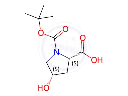 Chemical structure of N-Boc-cis-4-Hydroxy-L-proline