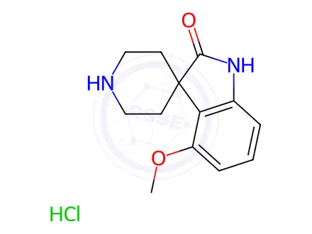 Chemical structure of Spiro[3H-indole-3,4'-piperidin]-2(1H)-one, 4-methoxy-, hydrochloride (1:1)