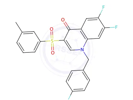 Chemical structure of 6,7-Difluoro-1-(4-fluorobenzyl)-3-(m-tolylsulfonyl)quinolin-4(1H)-one