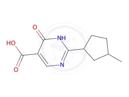 Chemical structure of 2-(3-Methylcyclopentyl)-6-oxo-1,6-dihydropyrimidine-5-carboxylic acid