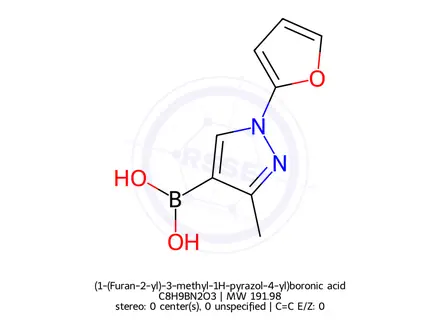Chemical structure of (1-(Furan-2-yl)-3-methyl-1H-pyrazol-4-yl)boronic acid