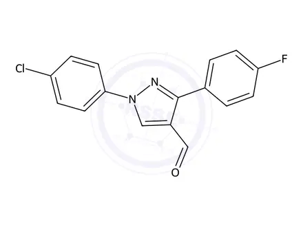 Chemical structure of 1-(4-Chlorophenyl)-3-(4-fluorophenyl)-1H-pyrazole-4-carbaldehyde