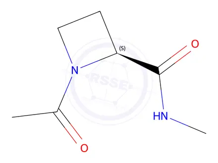 Chemical structure of 2-Azetidinecarboxamide, 1-acetyl-N-methyl-, (S)-(9CI)