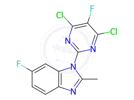 Chemical structure of 1-(4,6-Dichloro-5-Fluoropyrimidin-2-Yl)-6-Fluoro-2-Met