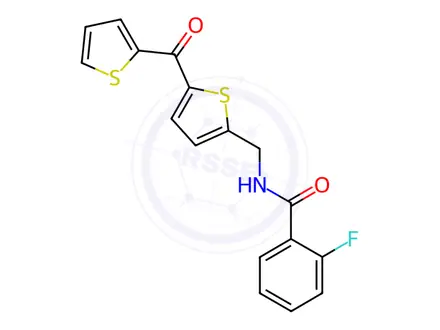 Chemical structure of 2-Fluoro-N-((5-(thiophene-2-carbonyl)thiophen-2-yl)methyl)benzamide